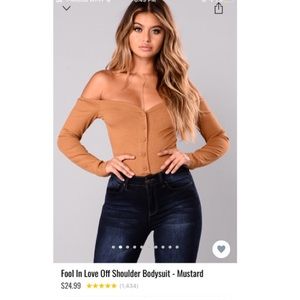 Mustard off the shoulder bodysuit